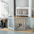 Load image into Gallery viewer, 23.5"H Foldable Dog Gate with Door, 4 Panels Freestanding Pet Gate Barriers Indoor with Support Feet, Puppy Fence for Small Dogs, Grey
