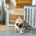 Load image into Gallery viewer, 23.5"H Foldable Dog Gate with Door, 4 Panels Freestanding Pet Gate Barriers Indoor with Support Feet, Puppy Fence for Small Dogs, Grey

