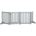 Load image into Gallery viewer, 23.5"H Foldable Dog Gate with Door, 4 Panels Freestanding Pet Gate Barriers Indoor with Support Feet, Puppy Fence for Small Dogs, Grey
