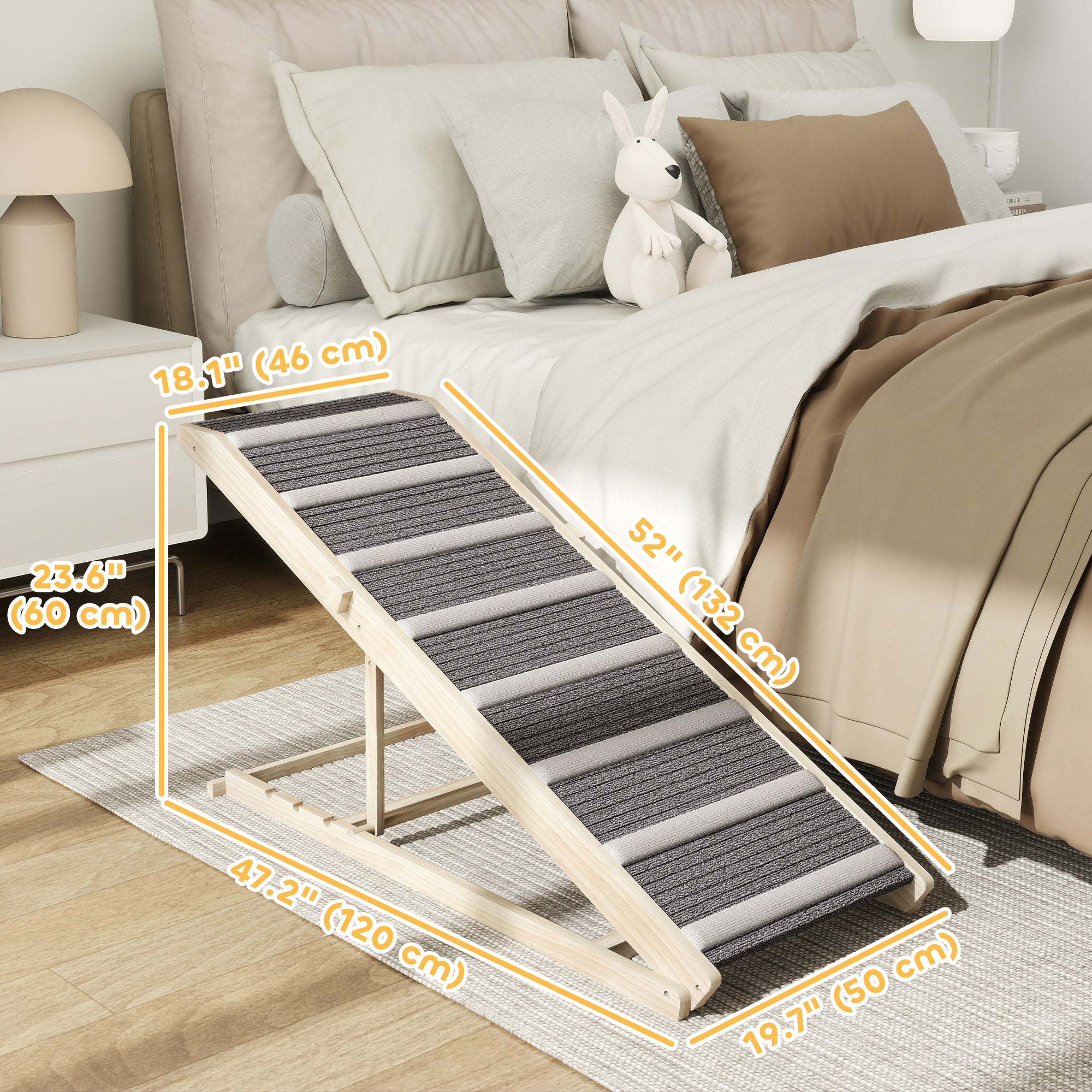 Dog Ramp For Couch, Folding Pet Ramp for Bed, 4 Adjustable Height from 16" to 23.5", Pet Steps with Non-Slip Carpet for Small to Large Dogs, Suitable for Sofa