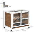 Load image into Gallery viewer, Rabbit Hutch Indoor Wooden Guinea Pig House Hamster Cage with Wheels, 2 Layers Bunny Cage with Openable Roof, 91.5 x 53.3 x 73 cm, Brown
