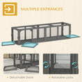 Load image into Gallery viewer, Outdoor Cat Tunnel, 59" Wooden Play Cat Enclosure, Extendable Pet Run with 3 Doors, for Indoor and Outdoor Use, for Kitty, Puppy, Gray
