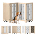 Load image into Gallery viewer, Freestanding Pet Gate, Foldable Dog Gate with Lockable Door, Metal Support Feet & 360° Flexible Hinges, 4 Panel Indoor Dog Barrier for House, Stairs, Doorway, 205 x 30.5 x 91.5 cm, Oak
