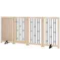 Load image into Gallery viewer, Freestanding Pet Gate, Foldable Dog Gate with Lockable Door, Metal Support Feet & 360° Flexible Hinges, 4 Panel Indoor Dog Barrier for House, Stairs, Doorway, 205 x 30.5 x 91.5 cm, Oak
