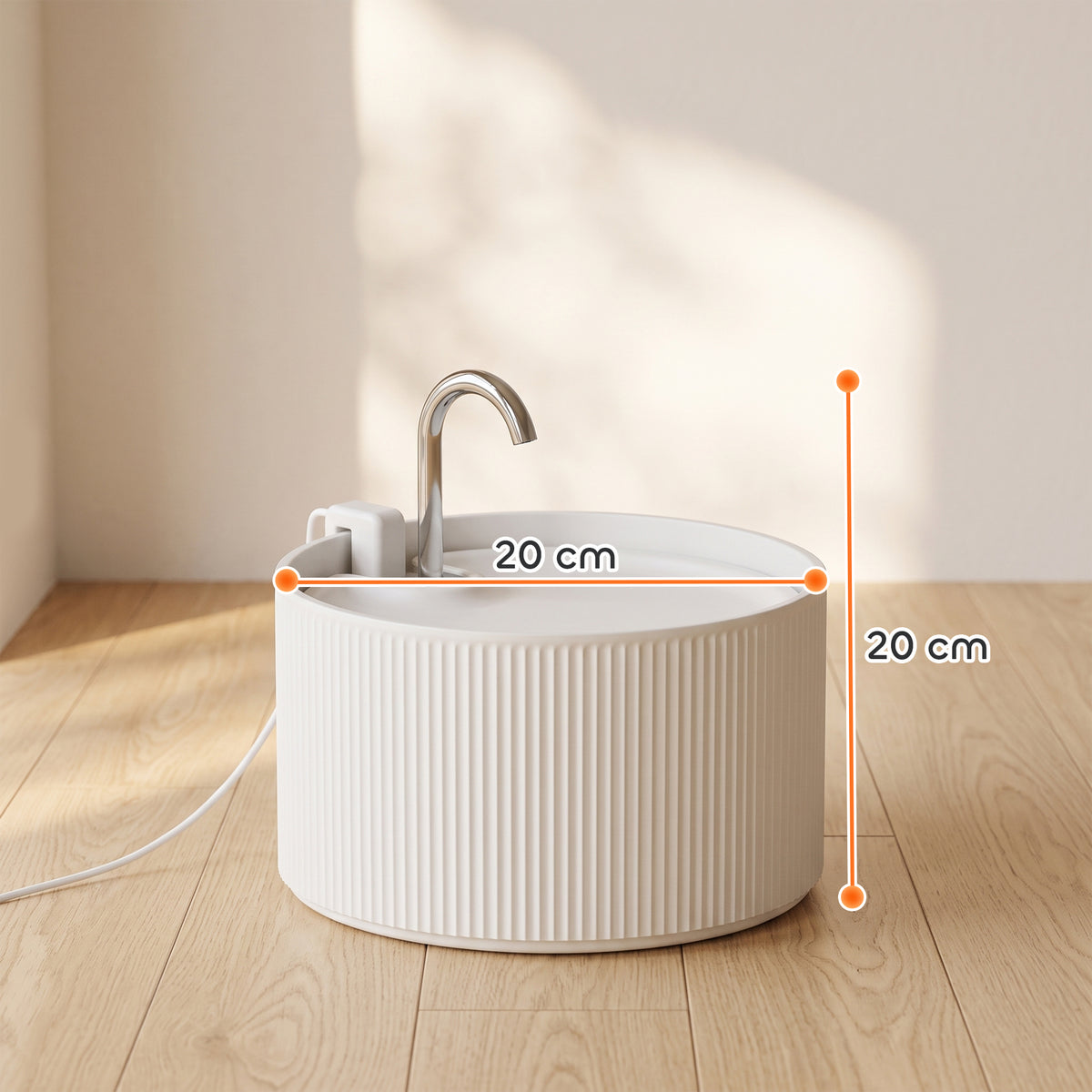 Ceramic Cat Water Fountain for Drinking, 2.2L Pet Water Fountain with Ultra-Quiet Pump, 4-Layer Filtration, Tap, Pet Drinking Dispenser for Cats and Dogs, Hygienic & Easy Clean, White