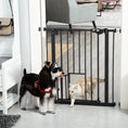 Load image into Gallery viewer, 30"H Dog Gate with Cat Door, Pet Gate with Small Door, Easy Open Indoor Dog Gates for Doorways, House, Stair, 29"-32" Long, Black
