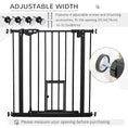 Load image into Gallery viewer, 30"H Dog Gate with Cat Door, Pet Gate with Small Door, Easy Open Indoor Dog Gates for Doorways, House, Stair, 29"-32" Long, Black
