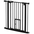 Load image into Gallery viewer, 30"H Dog Gate with Cat Door, Pet Gate with Small Door, Easy Open Indoor Dog Gates for Doorways, House, Stair, 29"-32" Long, Black
