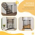 Load image into Gallery viewer, 30"H Dog Gate with Cat Door, Pet Gate with Small Door, Easy Open Indoor Dog Gates for Doorways, House, Stair, 29"-32" Long, Black

