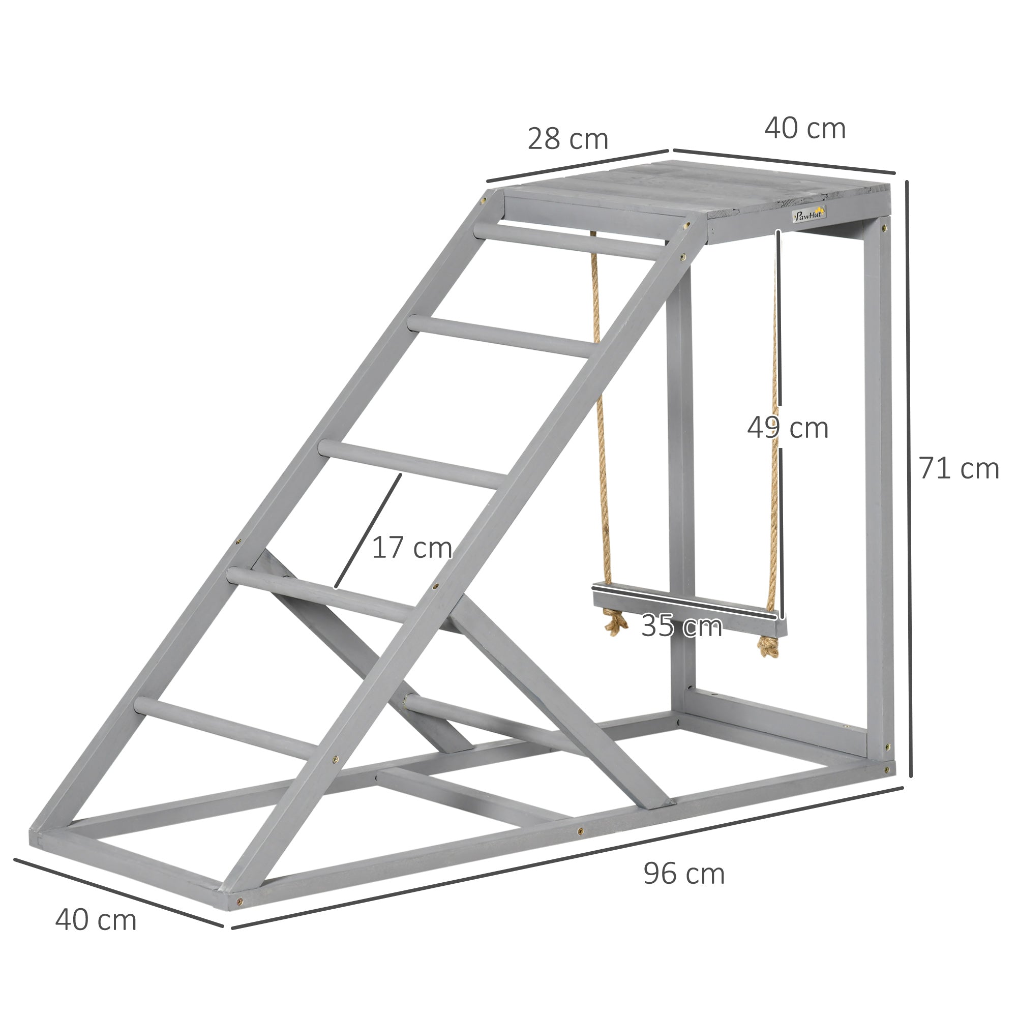 Chicken Activity Play Set with Swing, Chicken Coop Toy with Ladder, Platform for 2 Chickens, Hens, Grey