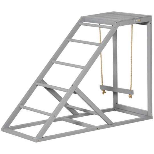 Chicken Activity Play Set with Swing, Chicken Coop Toy with Ladder, Platform for 2 Chickens, Hens, Grey