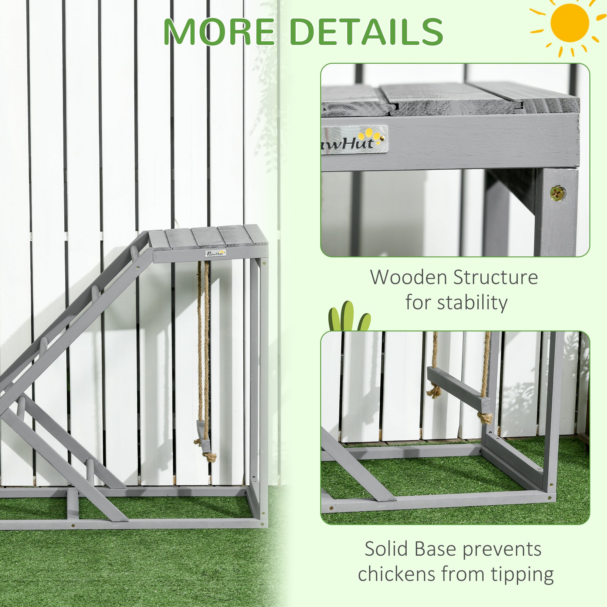 Chicken Activity Play Set with Swing, Chicken Coop Toy with Ladder, Platform for 2 Chickens, Hens, Grey