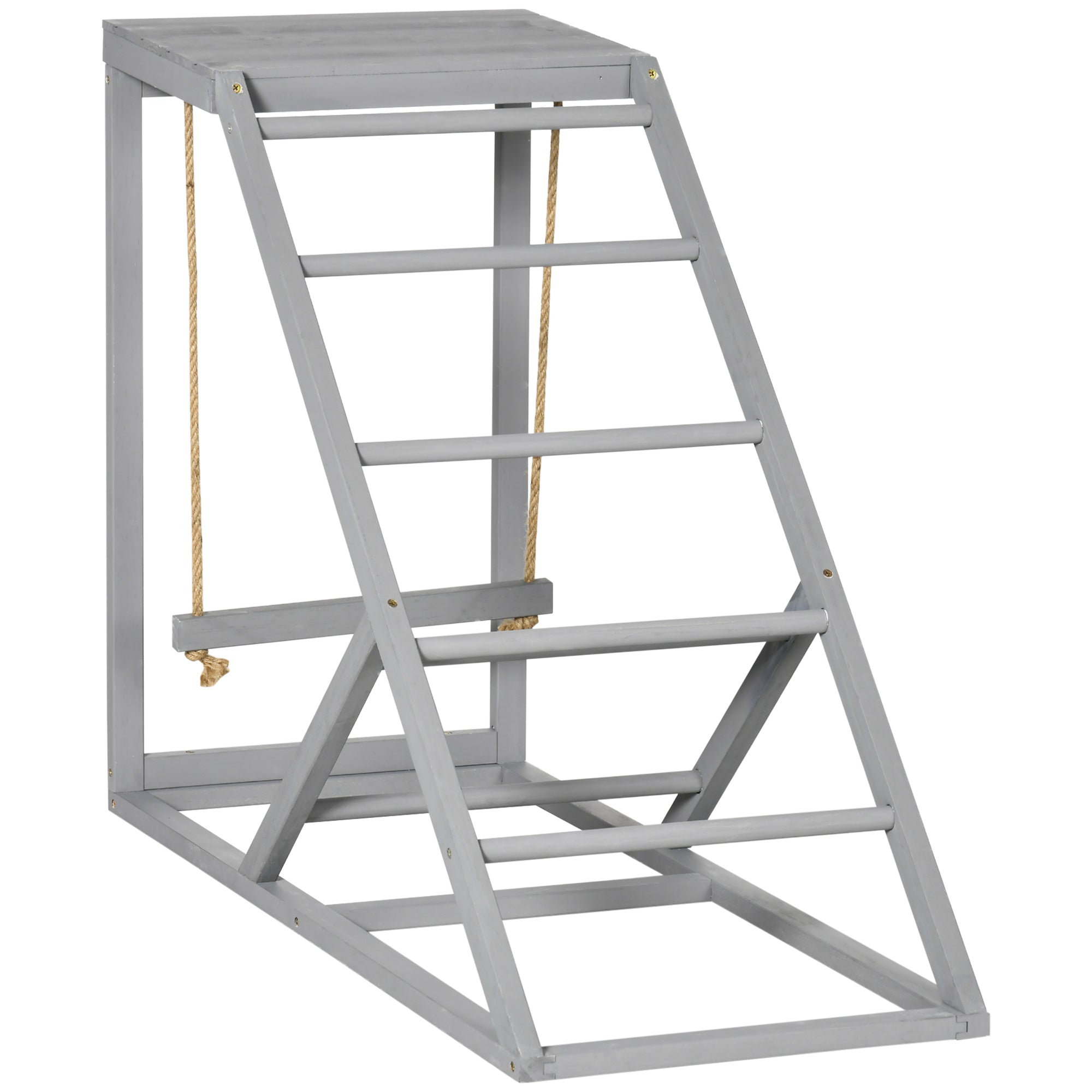 Chicken Activity Play Set with Swing, Chicken Coop Toy with Ladder, Platform for 2 Chickens, Hens, Grey