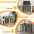 Load image into Gallery viewer, Dog Crate Furniture for Large Dog, Double Dog Cage for Small Dogs with Divider, Sliding Doors - Grey
