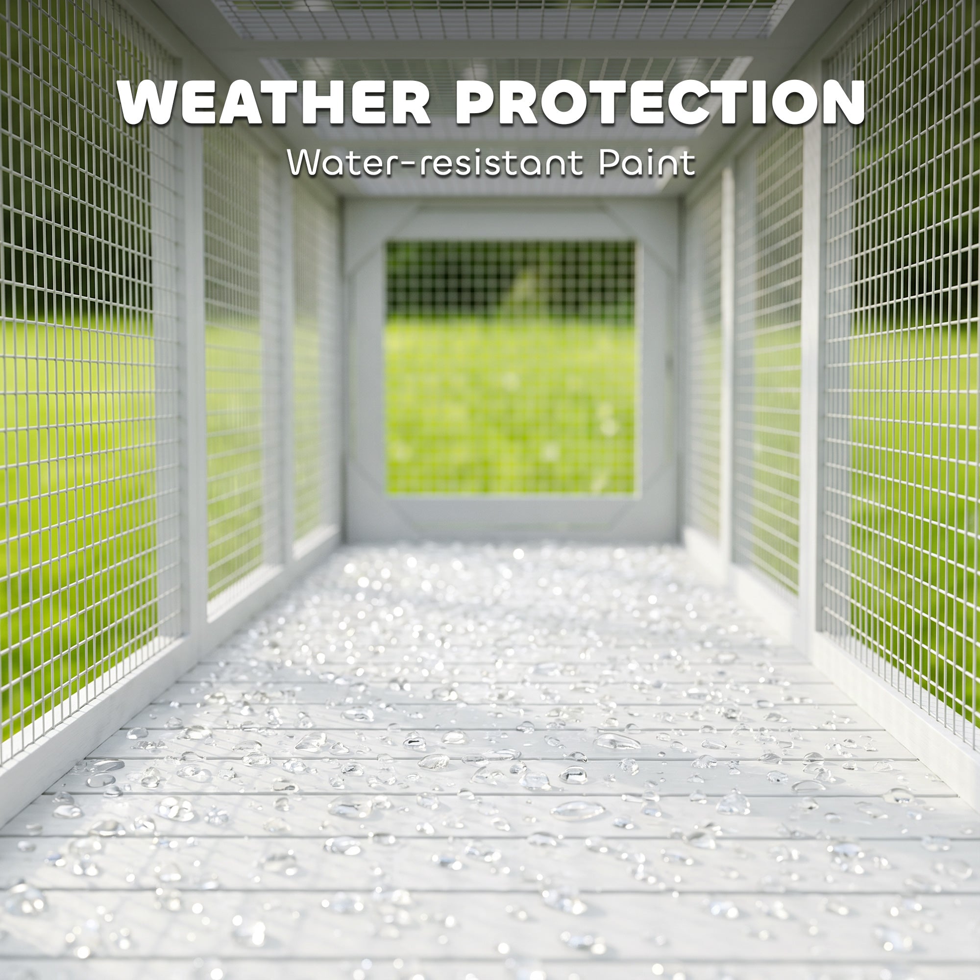 Outdoor Cat Tunnel with Extendable Design, 79" L Wooden Cat Run with Weather Protection, Connecting Inside and Outside, for Deck Patios, Balconies, White