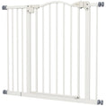Load image into Gallery viewer, 29"-37" Wide Dog Gate with Door, Pressure Fit, Auto Close, Double Locking for Doorways Hallways Stairs, 31" Tall, White
