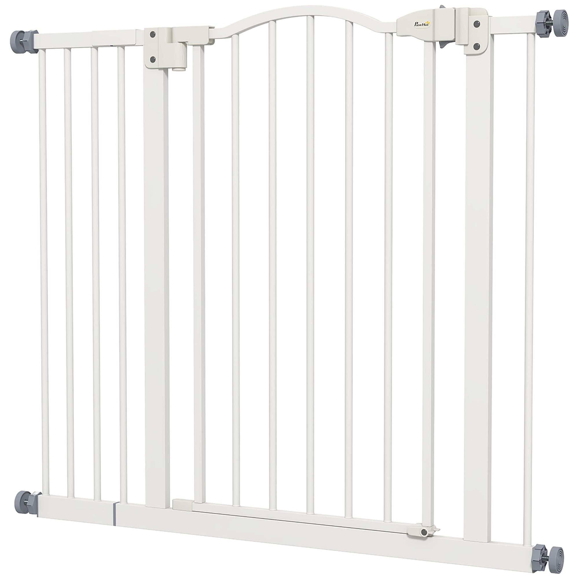 29"-37" Wide Dog Gate with Door, Pressure Fit, Auto Close, Double Locking for Doorways Hallways Stairs, 31" Tall, White