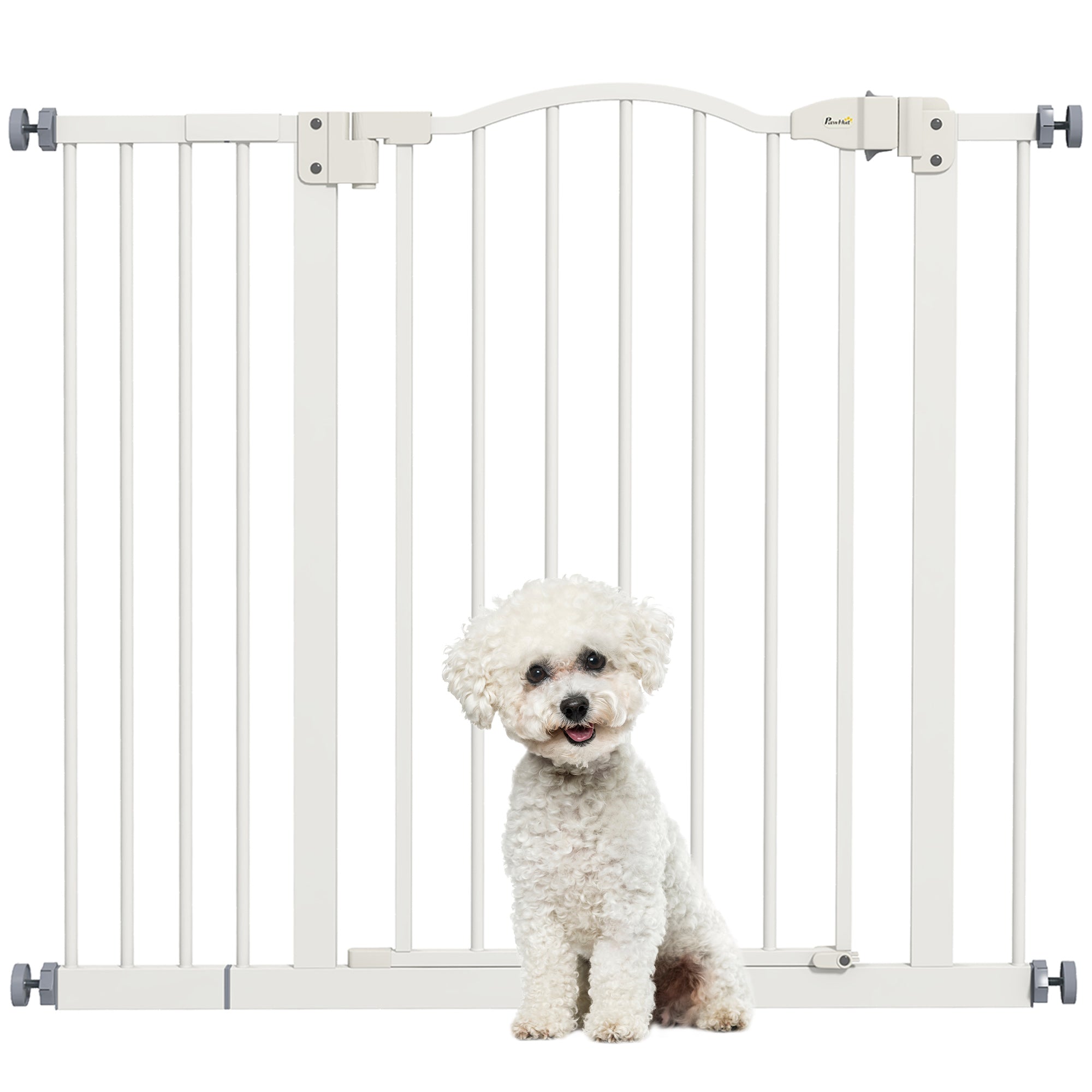 29"-37" Wide Dog Gate with Door, Pressure Fit, Auto Close, Double Locking for Doorways Hallways Stairs, 31" Tall, White