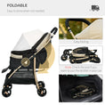 Load image into Gallery viewer, Dog Stroller with Rain Cover, Foldable Dog Pram, 4 Wheels Pet Pushchair with Safety Leashes, for Small, Miniature Dogs, Cats - Khaki
