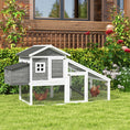 Load image into Gallery viewer, 69" Chicken Coop Wooden Hen House Rabbit Hutch Poultry Cage Pen Outdoor Backyard with Outdoor Run Nesting Box Removable Tray Waterproof Asphalt Roof Lockable Door Grey
