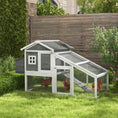 Load image into Gallery viewer, 69" Chicken Coop Wooden Hen House Rabbit Hutch Poultry Cage Pen Outdoor Backyard with Outdoor Run Nesting Box Removable Tray Waterproof Asphalt Roof Lockable Door Grey
