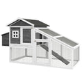 Load image into Gallery viewer, 69" Chicken Coop Wooden Hen House Rabbit Hutch Poultry Cage Pen Outdoor Backyard with Outdoor Run Nesting Box Removable Tray Waterproof Asphalt Roof Lockable Door Grey
