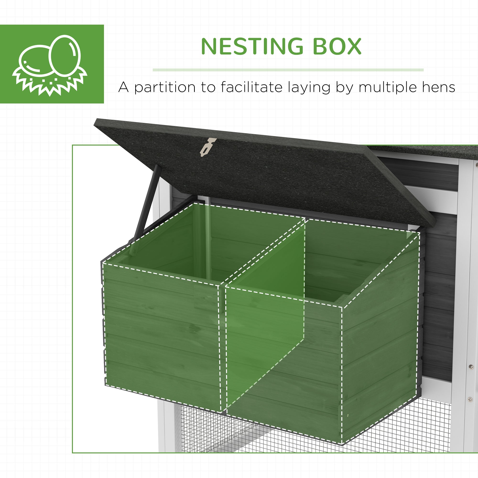 69" Chicken Coop Wooden Hen House Rabbit Hutch Poultry Cage Pen Outdoor Backyard with Outdoor Run Nesting Box Removable Tray Waterproof Asphalt Roof Lockable Door Grey
