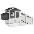 Load image into Gallery viewer, 69" Chicken Coop Wooden Hen House Rabbit Hutch Poultry Cage Pen Outdoor Backyard with Outdoor Run Nesting Box Removable Tray Waterproof Asphalt Roof Lockable Door Grey
