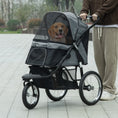 Load image into Gallery viewer, Pet Stroller for Small and Medium Dogs, 3 Big Wheels Cat Stroller Travel Folding Carrier with Adjustable Canopy, Safety Tether, Storage Basket, Black
