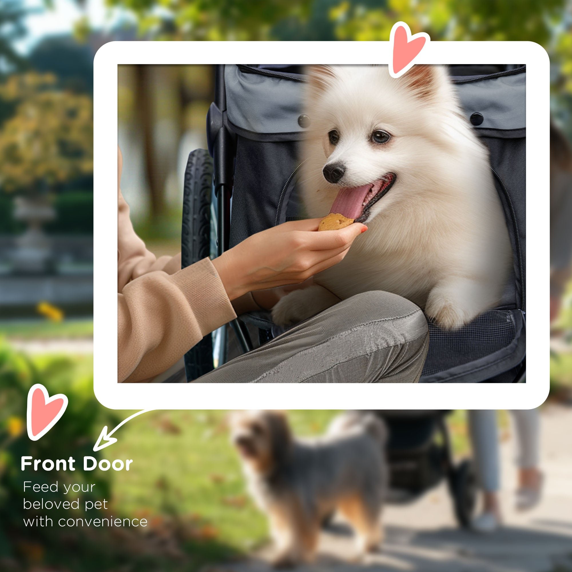 Pet Stroller for Small and Medium Dogs, 3 Big Wheels Cat Stroller Travel Folding Carrier with Adjustable Canopy, Safety Tether, Storage Basket, Black