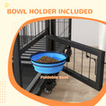 Load image into Gallery viewer, 48" Heavy Duty Dog Crate with Bowl Holder, Dog Cage on Wheels with Removable Tray, Openable Top, Detachable Door, Indoor Outdoor Use, for Large and Extra Large Dogs - Black
