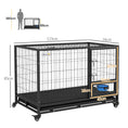 Load image into Gallery viewer, 48" Heavy Duty Dog Crate with Bowl Holder, Dog Cage on Wheels with Removable Tray, Openable Top, Detachable Door, Indoor Outdoor Use, for Large and Extra Large Dogs - Black
