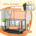 Load image into Gallery viewer, 48" Heavy Duty Dog Crate with Bowl Holder, Dog Cage on Wheels with Removable Tray, Openable Top, Detachable Door, Indoor Outdoor Use, for Large and Extra Large Dogs - Black
