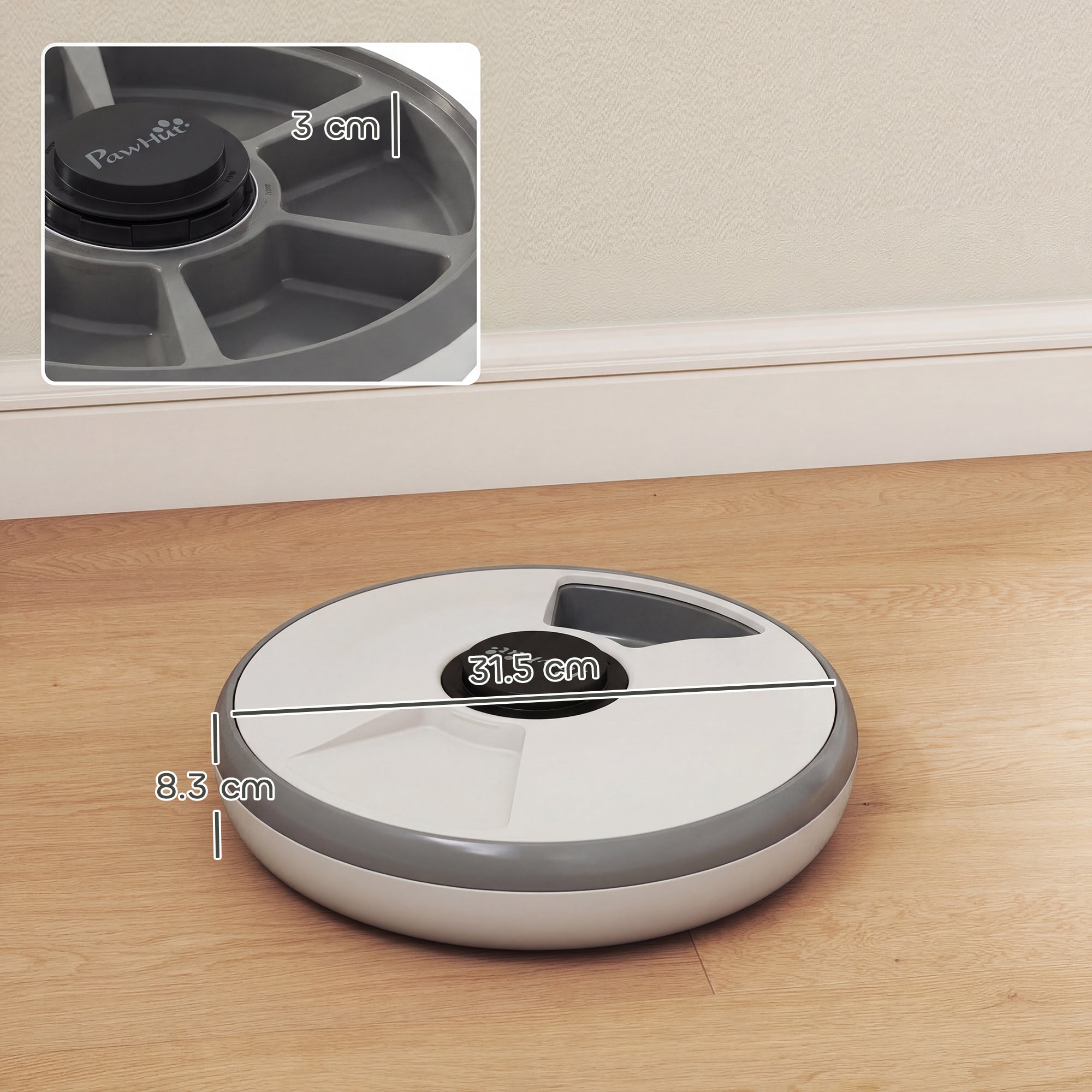 6 Meal Automatic Cat Feeder Cordless, Dry & Wet Food Cat Food Dispenser with 1 Ice Pack, Battery Powered, Programmable Timer, for Kitty Small Dogs, Easy to Clean