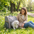 Load image into Gallery viewer, Cat Backpack Carrier, Foldable Pet Carrier for Mini Dogs and Cats Up to 5 kg, Pet Travel Bag with Mesh Window, Side Pocket for Travel and Outdoor Activities, Grey
