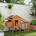 Load image into Gallery viewer, Chicken Coop with Run Outdoor, Wooden Hen House, Poultry Coop with Nesting Box, Slide-out Tray, Ramp, Perches, Asphalt Roof, 179 x 67 x 115cm
