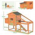 Load image into Gallery viewer, Chicken Coop with Run Outdoor, Wooden Hen House, Poultry Coop with Nesting Box, Slide-out Tray, Ramp, Perches, Asphalt Roof, 179 x 67 x 115cm
