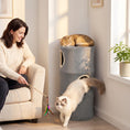 Load image into Gallery viewer, Cat House for Indoor Kittens, Cat Condo with Removable Washable Cover, Modern Barrel-Shaped Kitty Cave Bed, Stable Multi-Level Kitten Hideaway for Play & Rest, 40 x 40 x 80 cm, Grey
