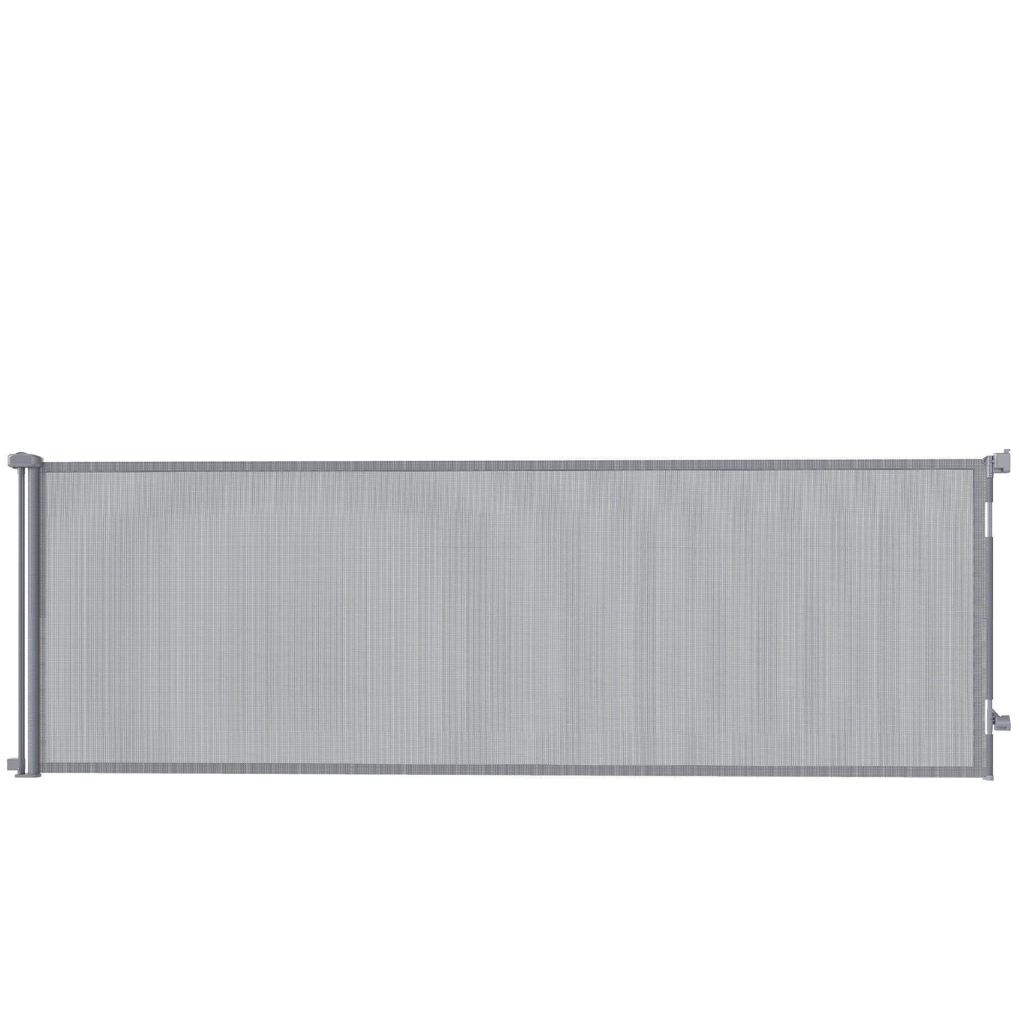 Retractable Stair Gate for Dogs, Pet Gate, Extends to 300 cm Wide & 104 cm Tall, One Handed Operation, for Stairs, Hallways, Doorways, Indoor and Outdoor, Grey