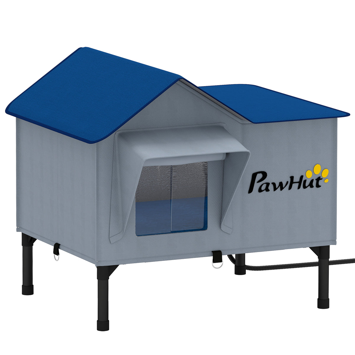 Heated Cat House Weatherproof with Heated Pad for Feral & Stray Cats, Outdoor Cat Shelter with Escape Door, 5 cm Elevated Base, Rainproof Roof