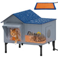 Load image into Gallery viewer, Heated Cat House Weatherproof with Heated Pad for Feral & Stray Cats, Outdoor Cat Shelter with Escape Door, 5 cm Elevated Base, Rainproof Roof
