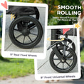 Load image into Gallery viewer, Dog Stroller, Easy Folding Pet Stroller for Large Dogs, Puppy Pram Pet Pushchair with 4 Big Wheels, Shock-Absorbing Frame, Safety Leashes, Brakes, Red/Black

