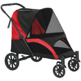 Load image into Gallery viewer, Dog Stroller, Easy Folding Pet Stroller for Large Dogs, Puppy Pram Pet Pushchair with 4 Big Wheels, Shock-Absorbing Frame, Safety Leashes, Brakes, Red/Black
