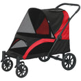 Load image into Gallery viewer, Dog Stroller, Easy Folding Pet Stroller for Large Dogs, Puppy Pram Pet Pushchair with 4 Big Wheels, Shock-Absorbing Frame, Safety Leashes, Brakes, Red/Black
