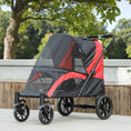 Load image into Gallery viewer, Dog Stroller, Easy Folding Pet Stroller for Large Dogs, Puppy Pram Pet Pushchair with 4 Big Wheels, Shock-Absorbing Frame, Safety Leashes, Brakes, Red/Black
