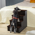 Load image into Gallery viewer, Pet Stairs Dog Steps for High Bed, 4 Levels Dog Stairs for Car, Wooden Cat Ladder with Non-Slip Carpet, 15.7" L x 23.2" W x 21.3" H, Dark Coffee
