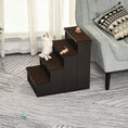 Load image into Gallery viewer, Pet Stairs Dog Steps for High Bed, 4 Levels Dog Stairs for Car, Wooden Cat Ladder with Non-Slip Carpet, 15.7" L x 23.2" W x 21.3" H, Dark Coffee
