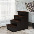 Load image into Gallery viewer, Pet Stairs Dog Steps for High Bed, 4 Levels Dog Stairs for Car, Wooden Cat Ladder with Non-Slip Carpet, 15.7" L x 23.2" W x 21.3" H, Dark Coffee
