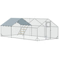 Load image into Gallery viewer, Chicken Run, Large Metal Chicken Coop with Feeding Door, Waterproof & UV-Resistant Cover, Hanging Feeder, Perch, Poultry Cage for Outdoor, Backyard, Farm, for 18-24 Chickens
