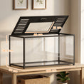 Load image into Gallery viewer, Large Hamster Cage, Chewproof Metal Rat Cage with Deep Base, Openable Top & Excellent Ventilation, Transparent Small Animal Habitat for Syrian Dwarf Hamster, Gerbil, 100 x 50 x 52.5 cm, Black
